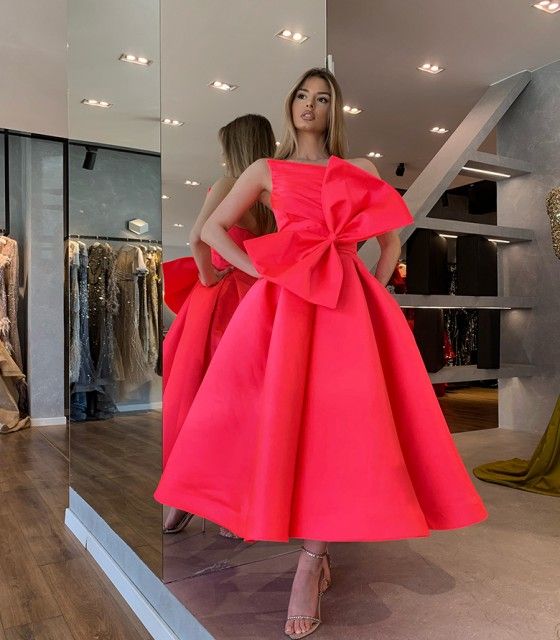 big bow style evening dress for women elegant and gorgeous party dress