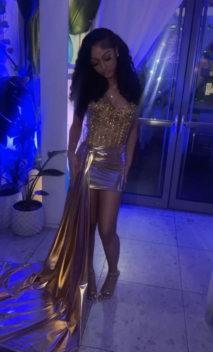 Gold Sexy Short Evening Dress Cocktail Dresses Short Party Dress
