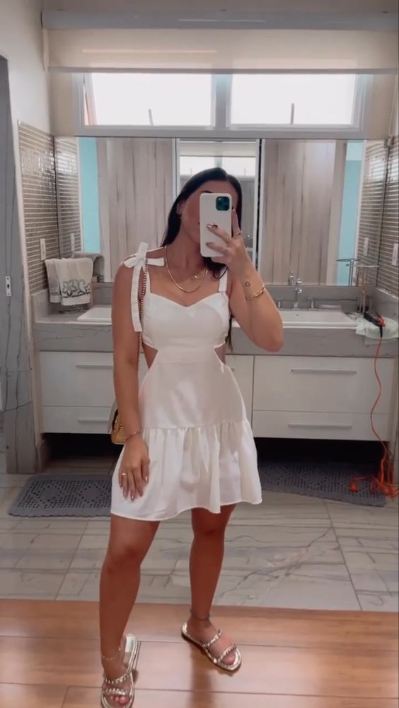 A-line White Short Homecoming Dresses Party Dress