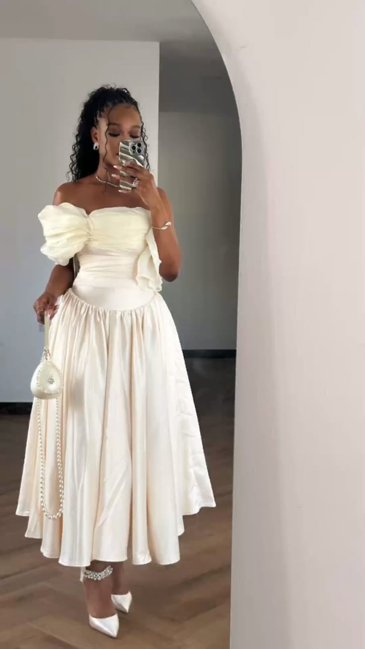 Ivory Off Shoulder Evening Dress New Arrive Prom Dresses