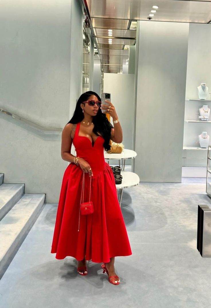 Red Women's Sleeveless Party Dress Fashion Evening Gown