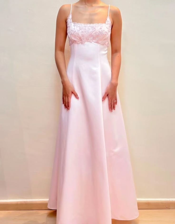 Pretty A Line Spaghetti Straps Pink Evening Dress Long Prom Dresses