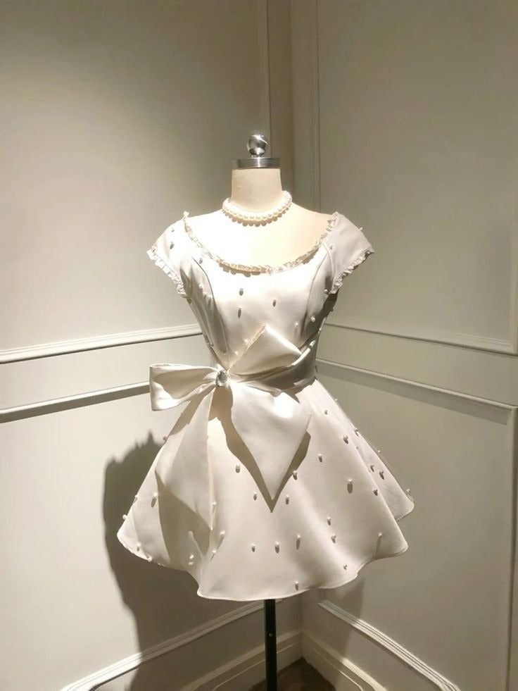 A Line White Short Evening Dress Cocktail Dresses Short Party Dress