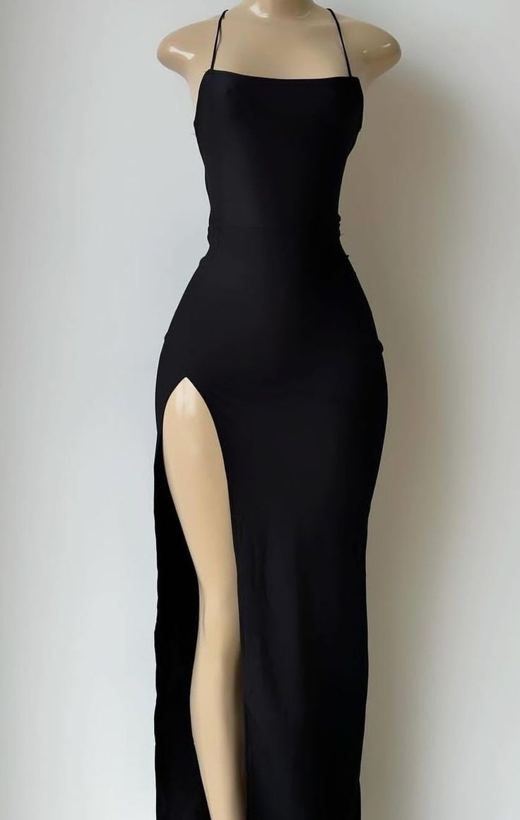 Elegant Black Prom Dresses, Fashion Party Dress With Slit