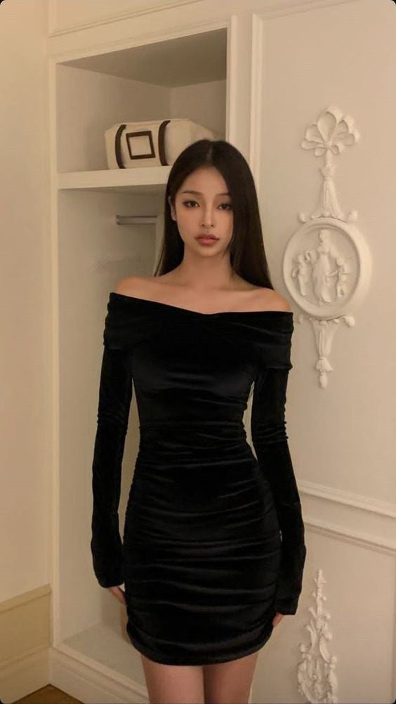 Black Off The Shoulder Homecoming Dress Short Prom Party Gown