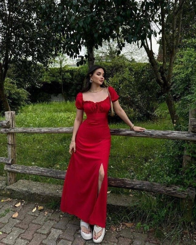 Red Party Dress Long Evening Dress Vintage Prom Dress