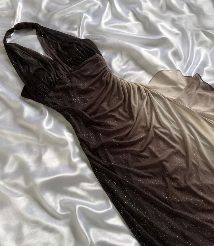 Shiny Long Prom Dress Formal Dress Halter Evening Dress