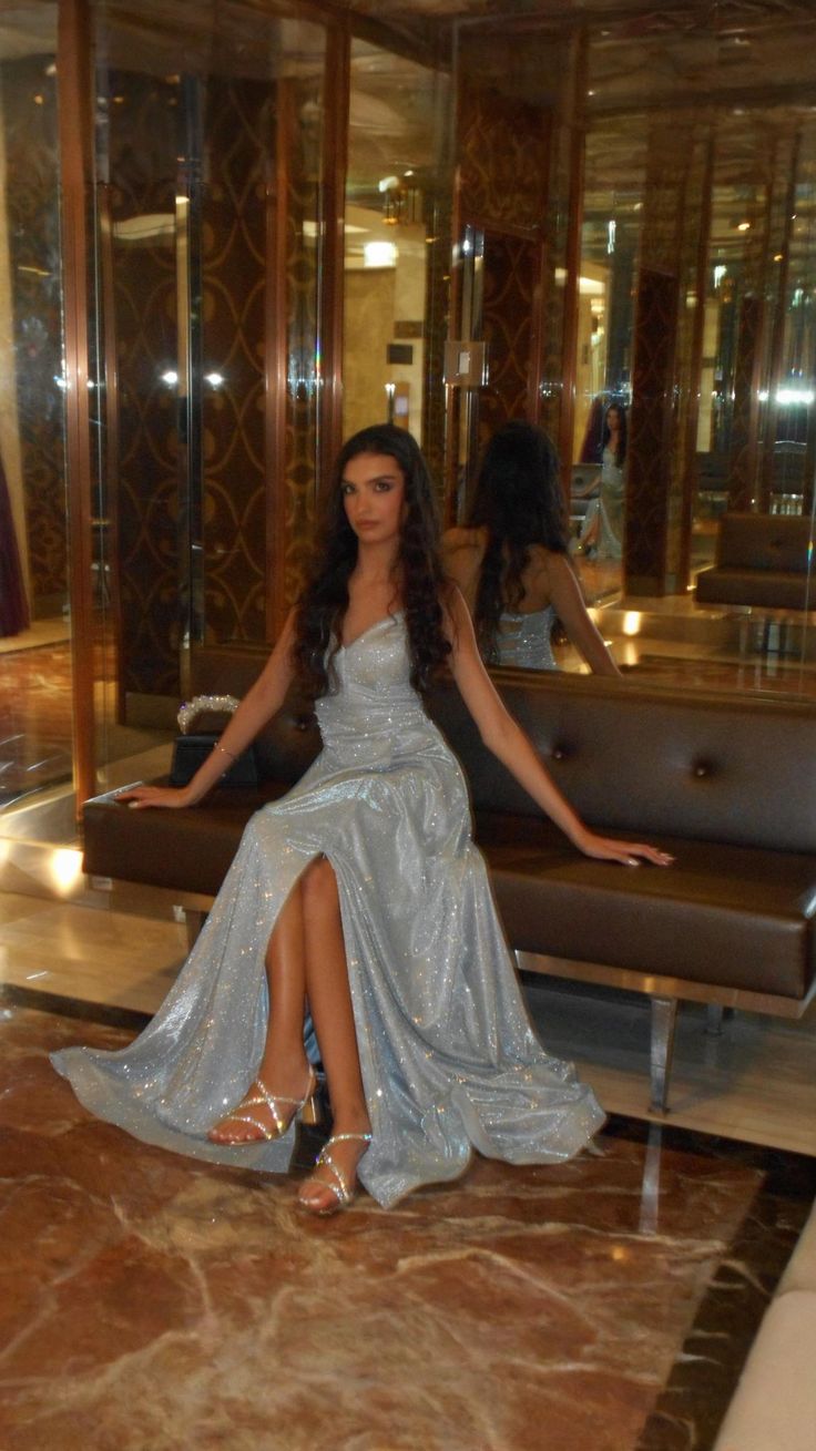 Light blue Long sexy party prom dress