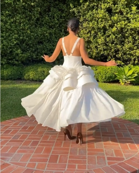 A Line White Sexy Evening Dress Ankle Length Prom Dresses
