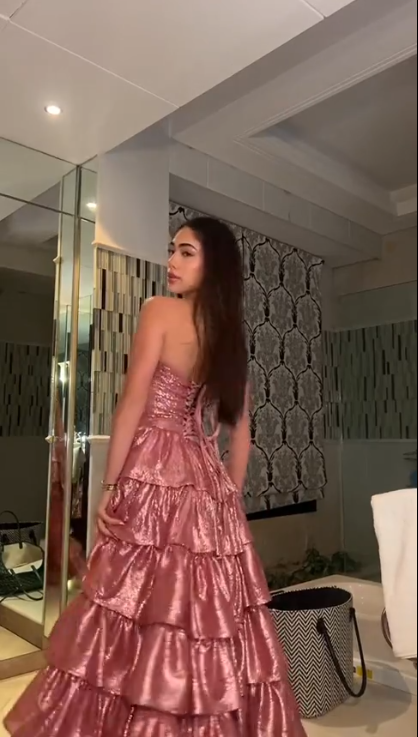 A Line High Low Pink Strapless Prom Party Dress Evening Dress