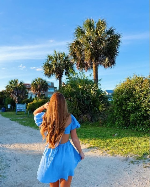 Blue Waist Cut Out Homecoming Dress,Blue Beach Dress