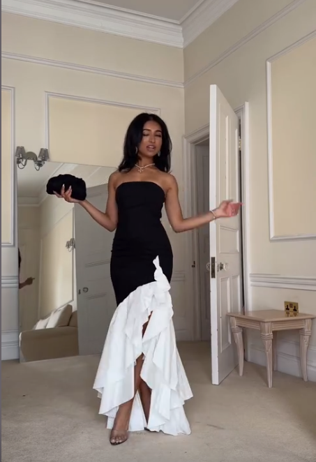Chic Black Mermaid Ruffles Evening Dress Classy Prom Party Dress