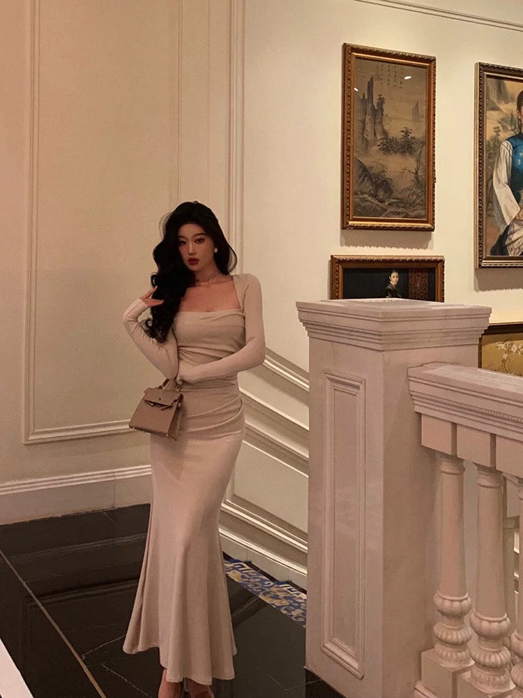 Gorgeous Mermaid Square Neckline Ivory Date Night Dress Long Prom Dresses Birthday Outfits