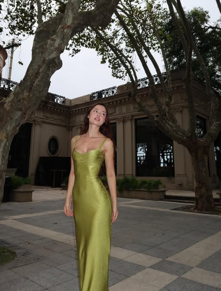 Modest Sheath Straps Green Long Prom Dresses Evening Dress