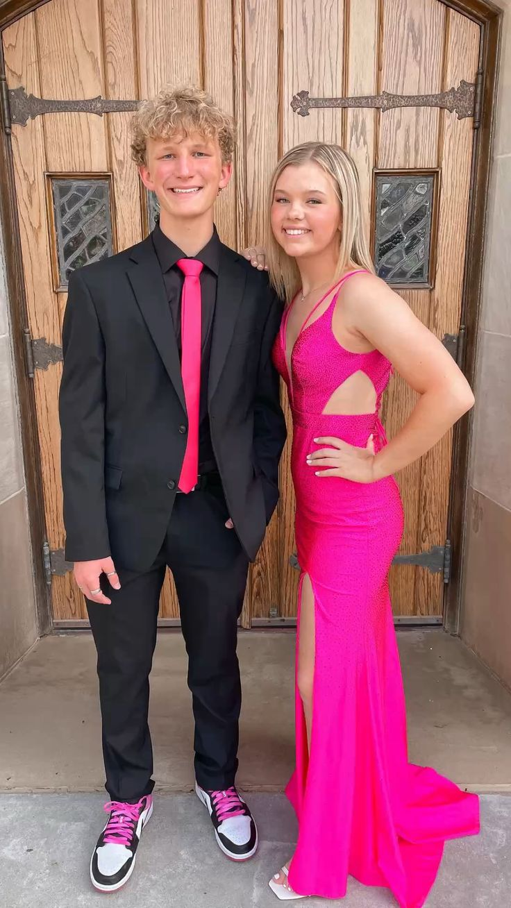 Elegant Hot Pink Mermaid Prom Dress With Split,Senior Prom Dress