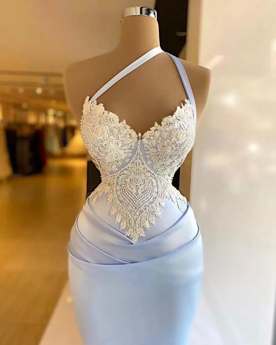 Blue Long Sexy Prom Dress Mermaid Evening Gown