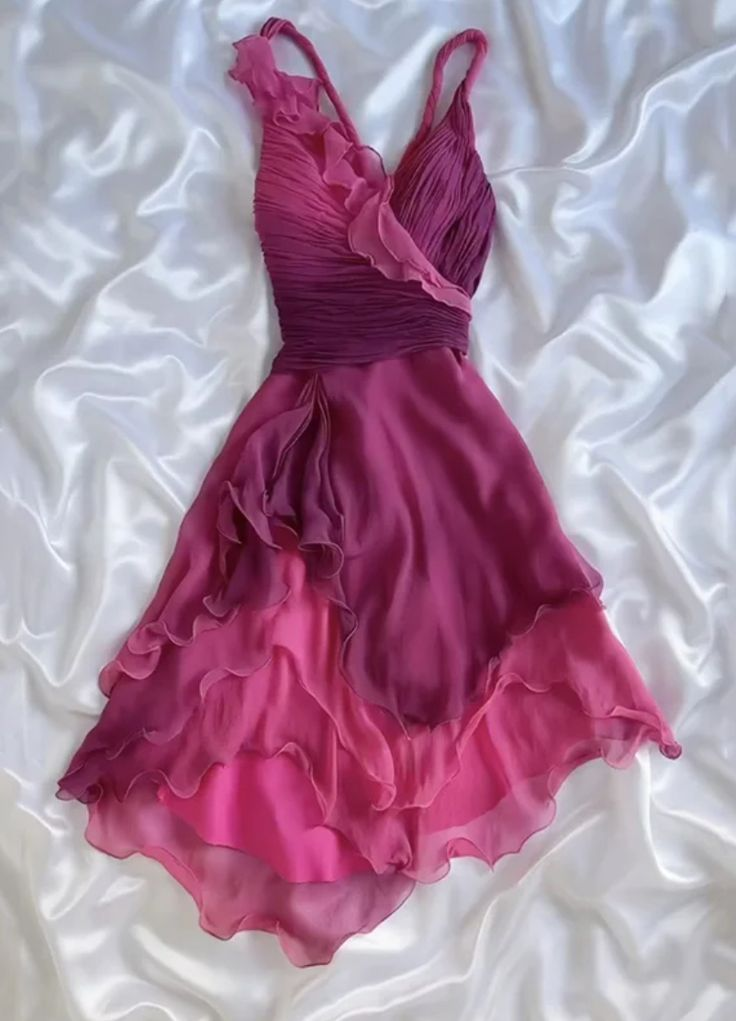 Unique Dragon Fruit Chiffon Homecoming Dress Cocktail Dress
