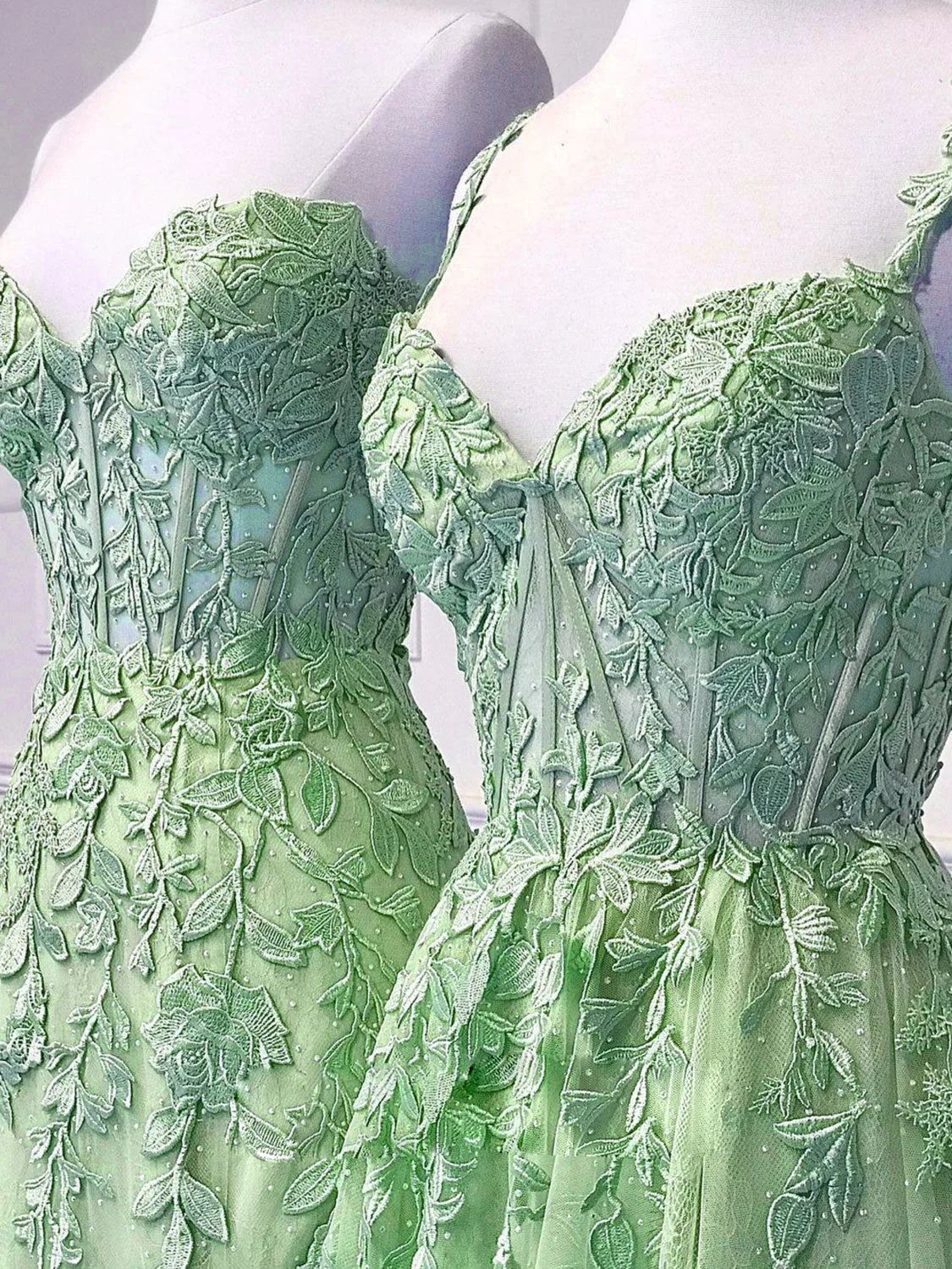 Sexy Mermaid Sweetheart Mint Green Tulle Lace Prom Dresses Party Evening Dress