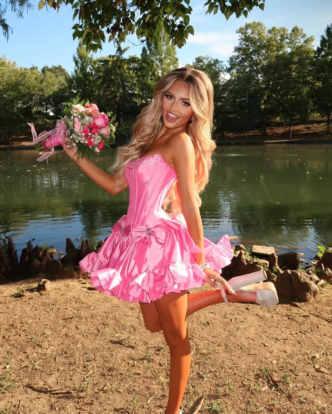 Princess A Line Strapless Red Corset Homecoming Dress with Bowknot