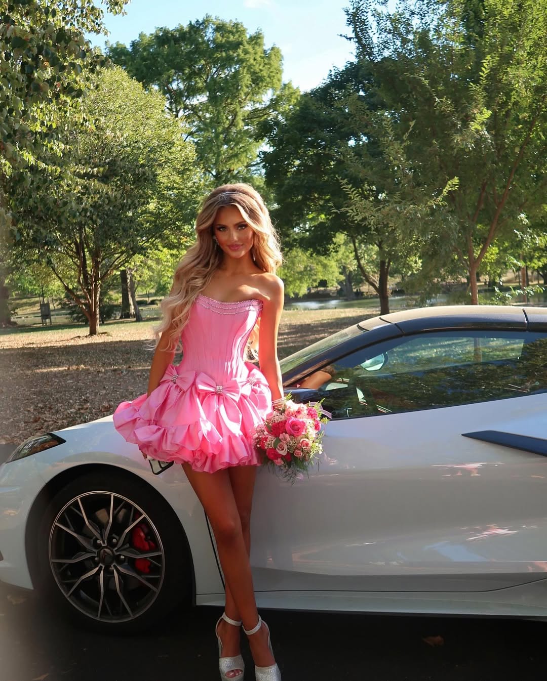 Princess A Line Strapless Red Corset Homecoming Dress with Bowknot