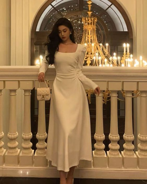 Ivory Long Sleeves Prom Dresses Party Dress