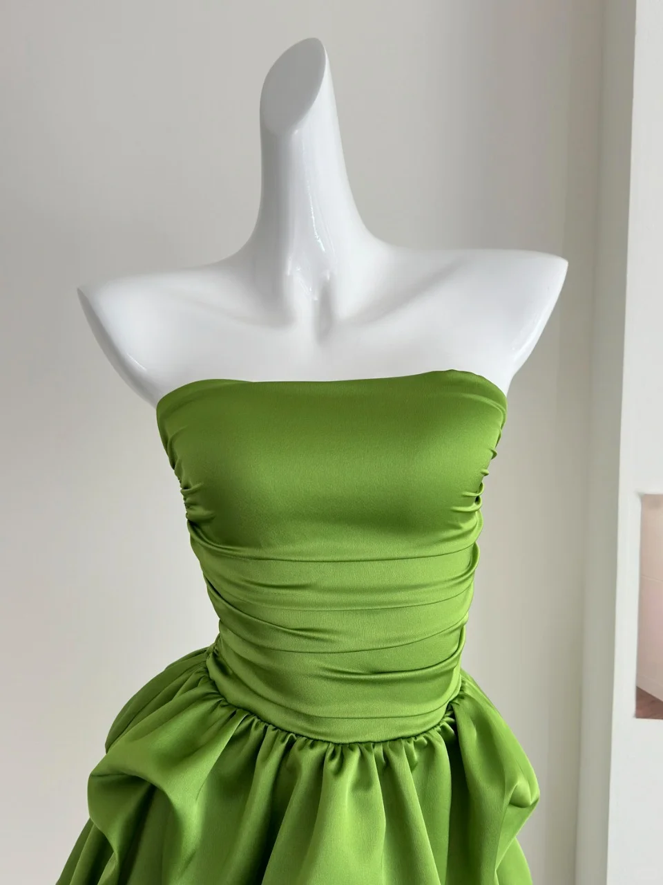 Green Satin Strapless A Line Homecoming Dress Simple Birthday Dress