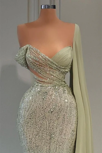 Luxury Sequins Beaded Mermaid Evening Dress Long Party Dress