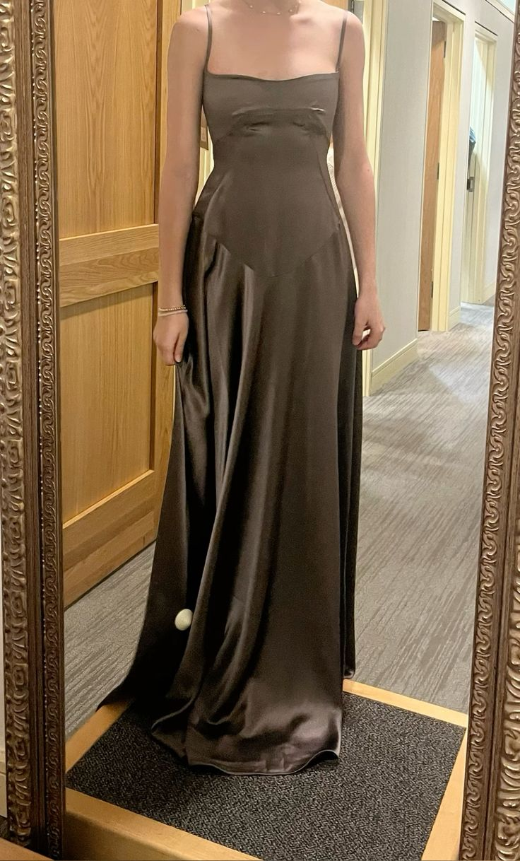 Simple Spaghetti Straps Long A Line Satin Prom Dress New Arrive Party Evening Dress