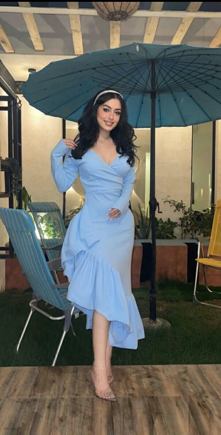 Elegant V Neck Blue Mermaid Evening Dress,Party Prom Dress