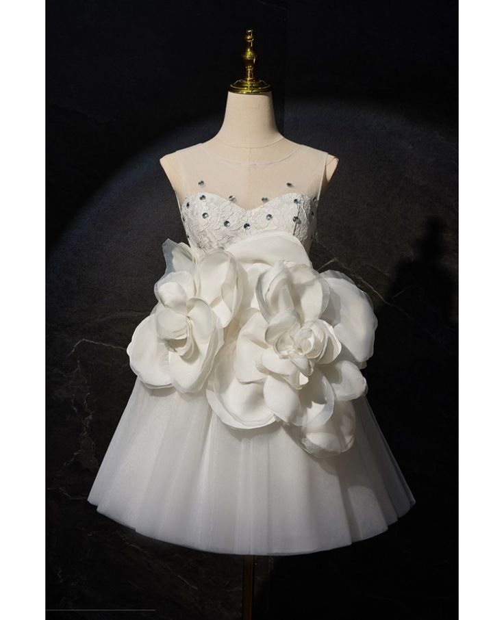 Elegant White Sweetheart Tulle Short Homecoming Dress Formal Birthday Outfits With Flowers