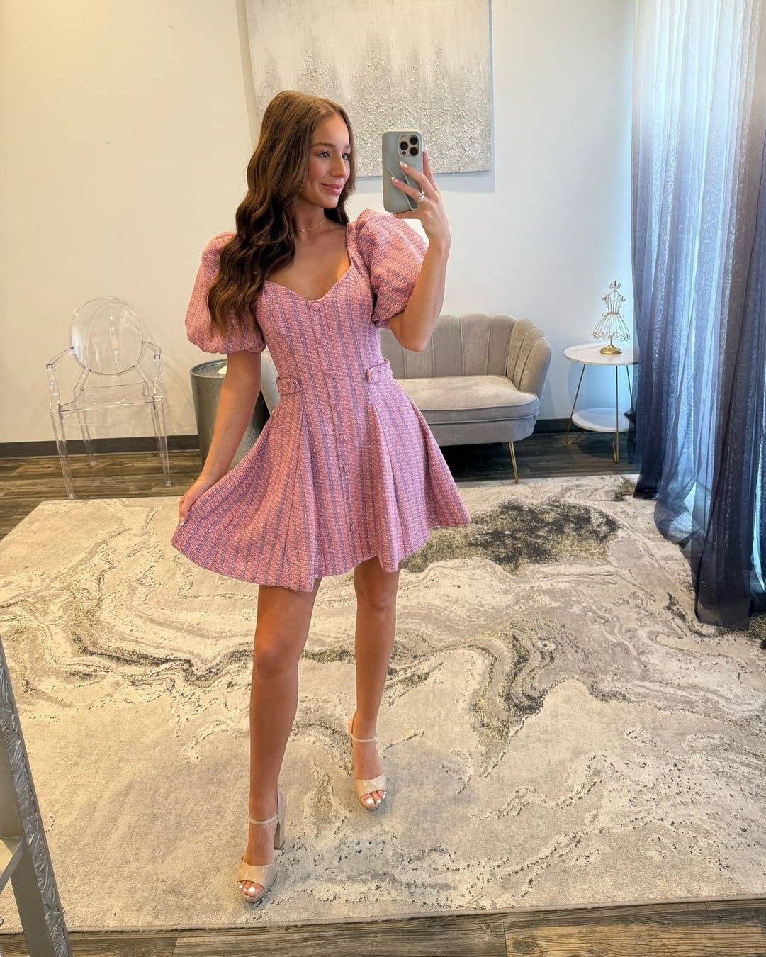 Modern A Line Sweetheart Fuchsia Short Homecoming Dress with Short Sleeves