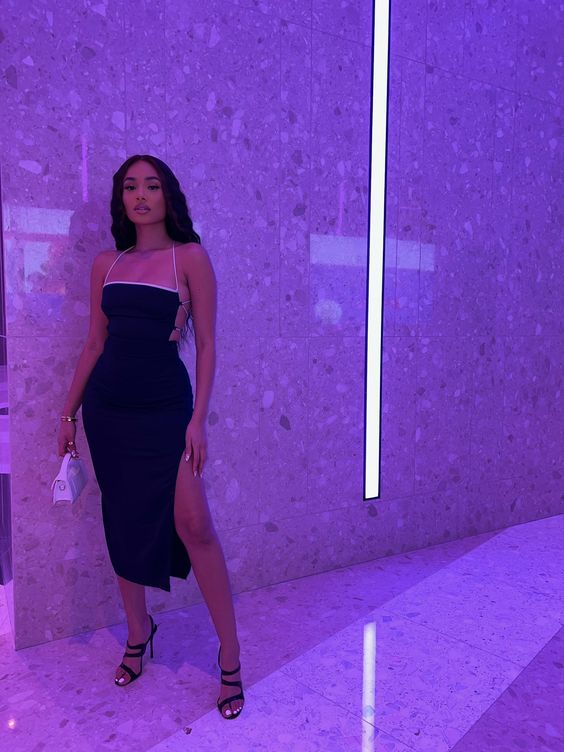 Black Simple Party Dress Open Back Homecoming Dress