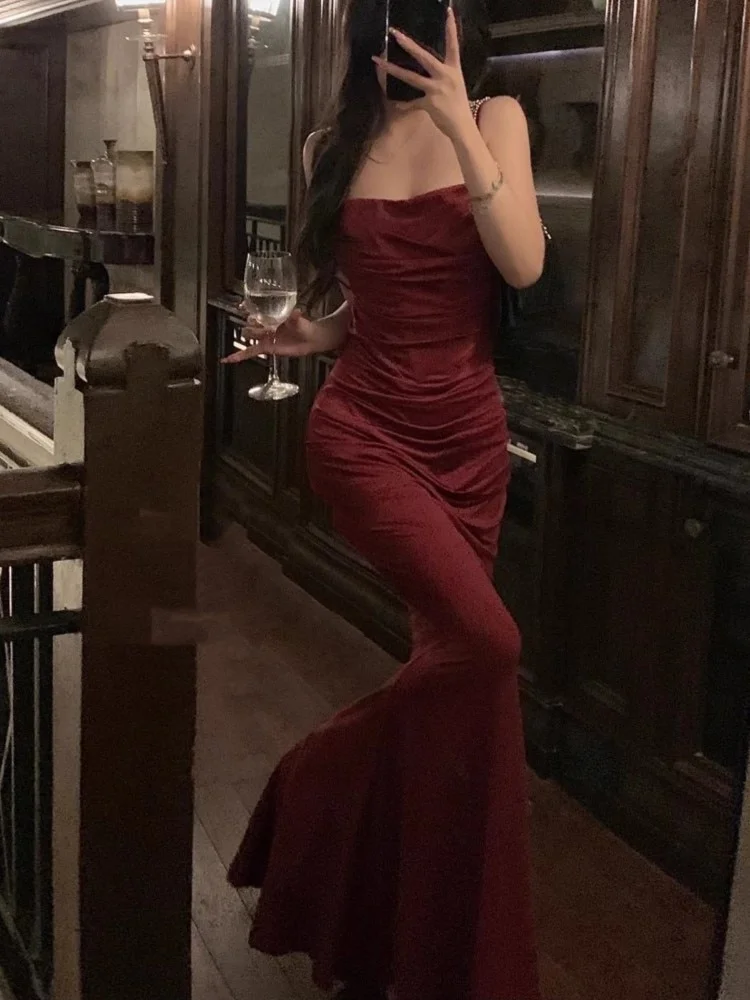 Elegant Sexy Bodycon Mermaid Dress Fashion Straps Evening Party Dress