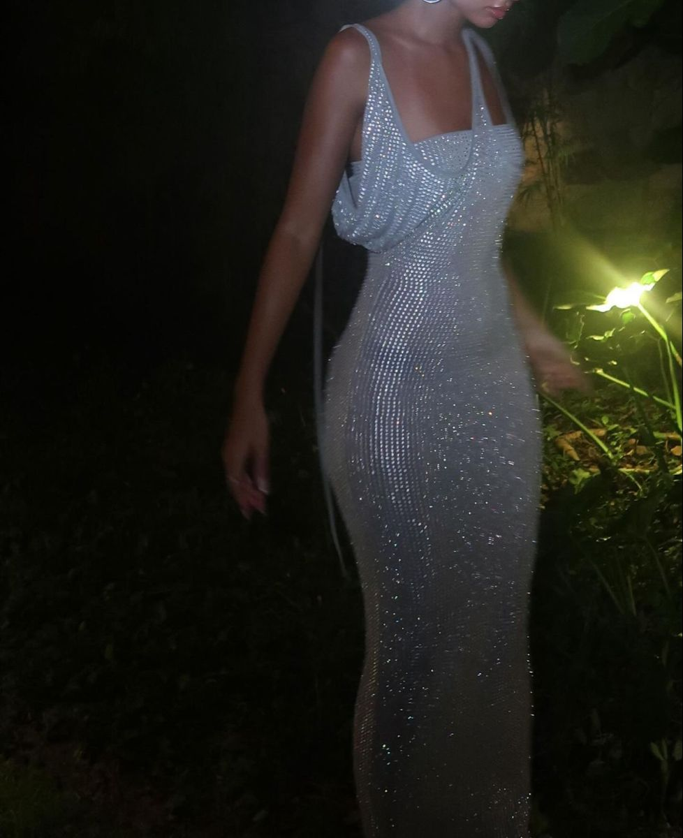 Glitter Silver Sheath Sequin Long Evening Dress Birthday Party Dress