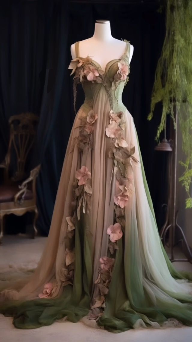 Vintage Ombre Chiffon Appliques Long Prom Dress Formal Evening Gown