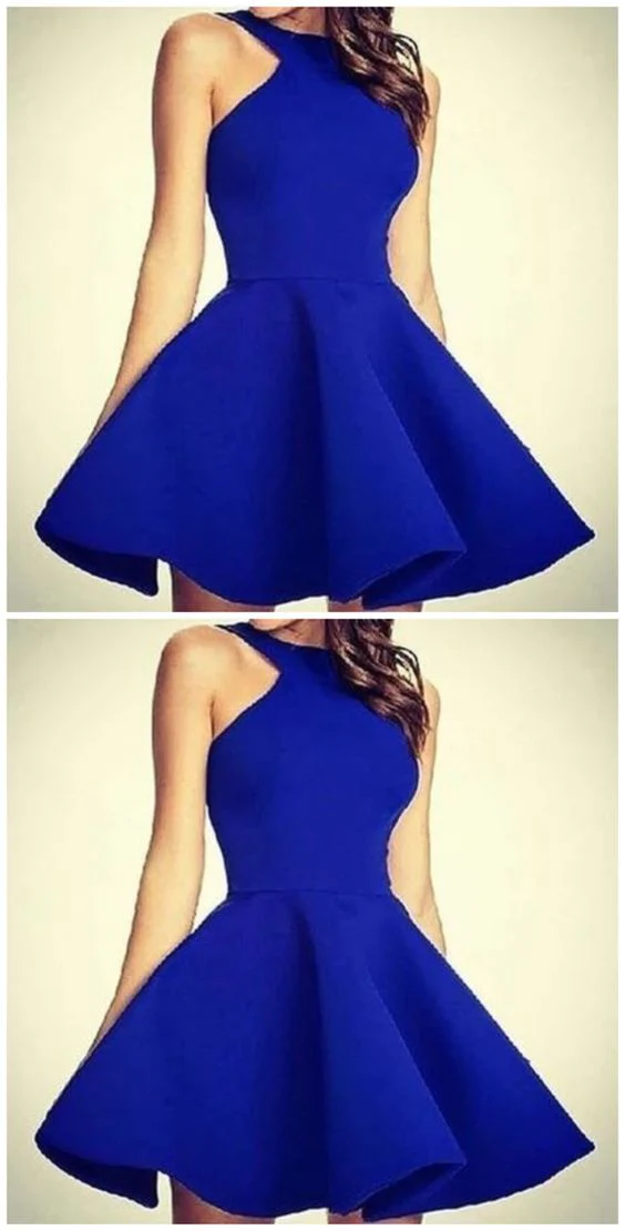 simple royal blue short homecoming dress