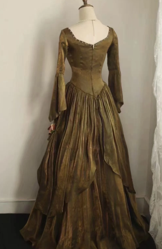 Green Velvet Prom Party Dress With Long Sleeves Classy Retro Evening Dress