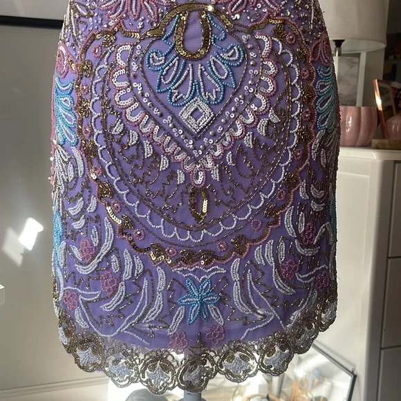 Gorgeous Lavender Spaghetti Straps Lace Sequin Beaded Sheath Cocktail Dress Backless Short Graduation Homecoming Dress