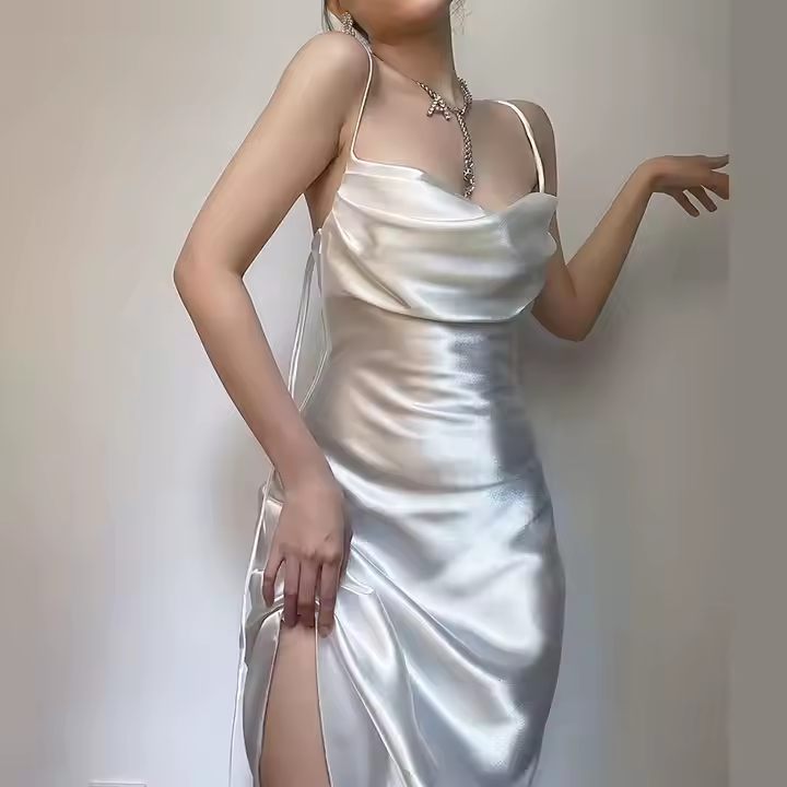 Pretty Sheath Spaghetti Straps Floor Length Ruffles Prom Dresses