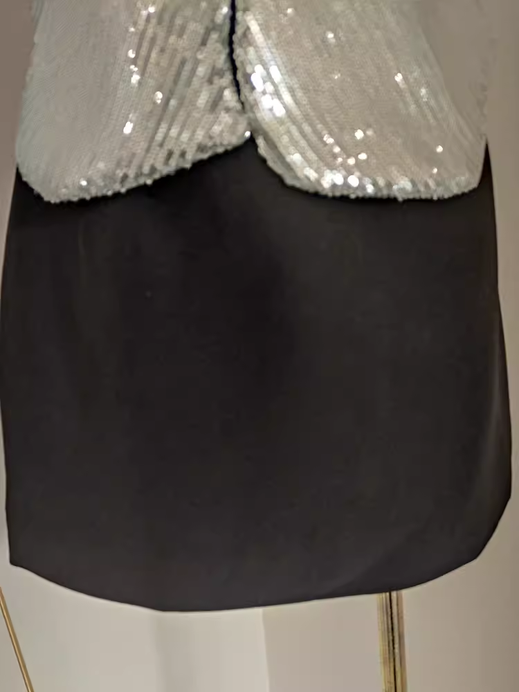 Sexy A line Strapless Sequin Travel Vacation Dress Short Black Birthday Dress
