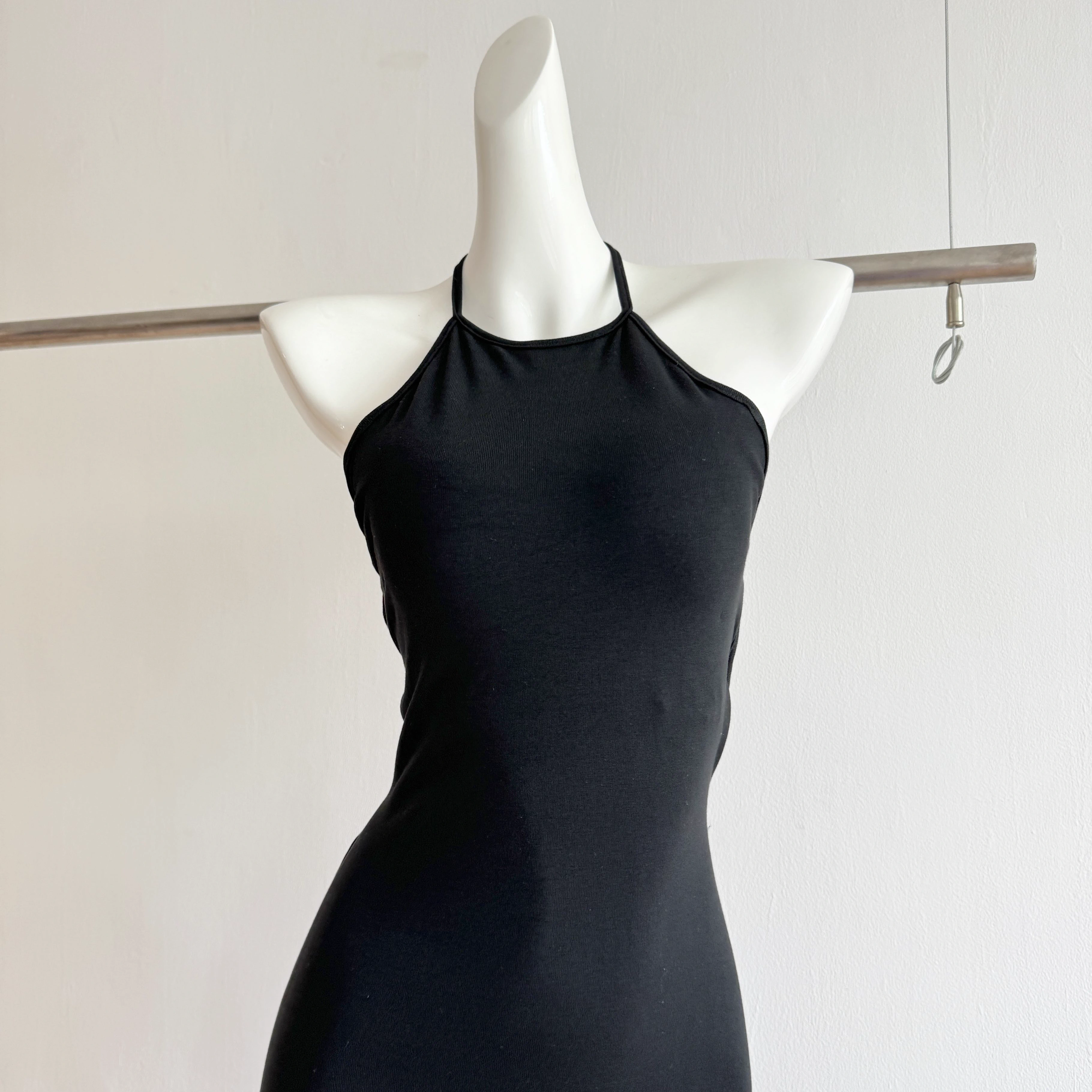 Simple Sheath Halter Black Dinner Dresses Mid Length Black Birthday Outfit