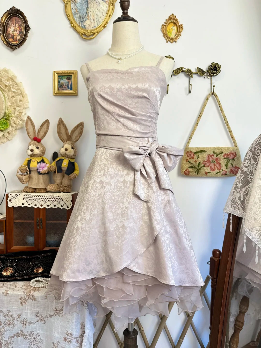 Vintage Satin Print Floral A Line Short Party Dress Homecoming Dress