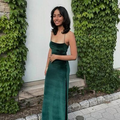 Vintage Green Slit Side Velvet Evening Dress Long Party Dress