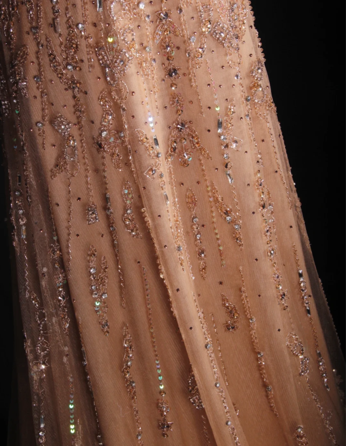 Luxury Champagne One Shoulder Tulle Sequin Beaded Mermaid Long Evening Dress 18th Birthday Outfits