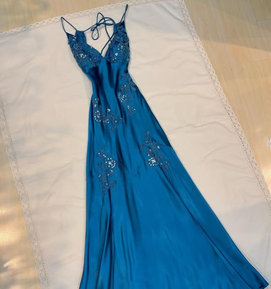 Charming Hot Pink Satin Beaded Prom Dress Evening Gown