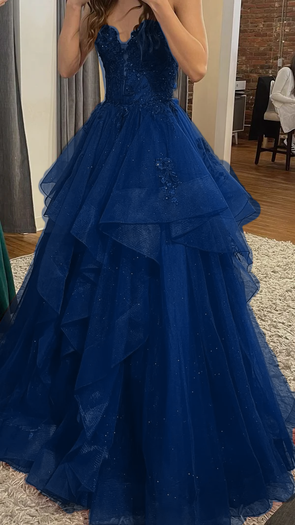 Burgundy Shinny Tulle A-Line Long Prom Dress Evening Party Dresses