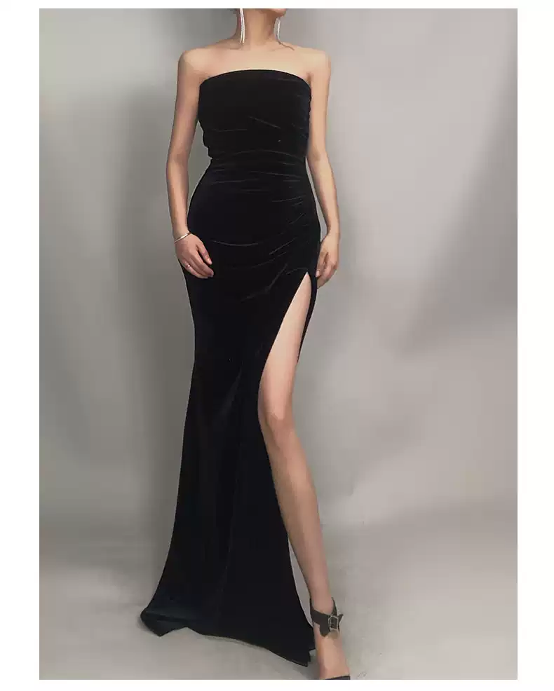 Strapless Black Prom Dress , Classic Evening Dress