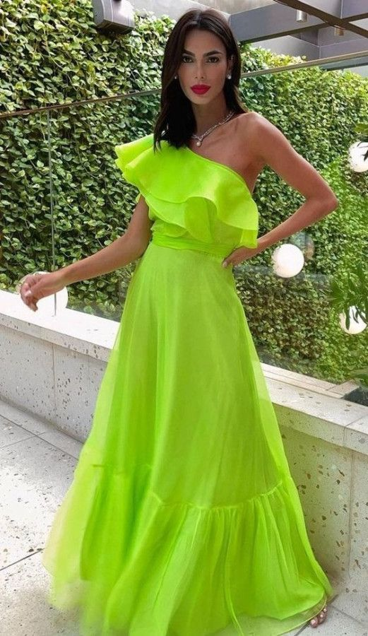 Green A-line Prom Dress,Green Formal Gown