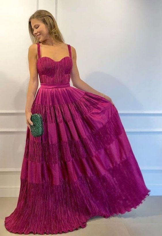 Fashion A-line Straps Evening Dress,Senior Prom Dress