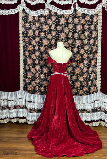 Off The Shoulder Burgundy Prom Party Dress Velvet Evening Dress